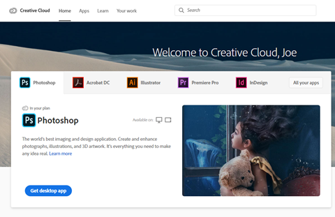 Adobe Creative Cloud website