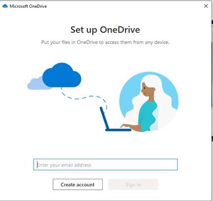 Set up OneDrive screen